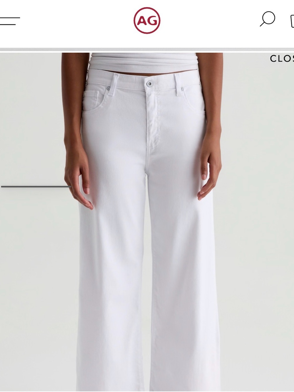 AG Adriano Goldschmied White Wide-Leg High-Rise Jeans